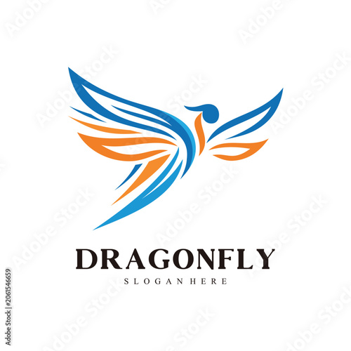 Minimalist Dragonfly Symbol with Creative Wing Design Premium Vector