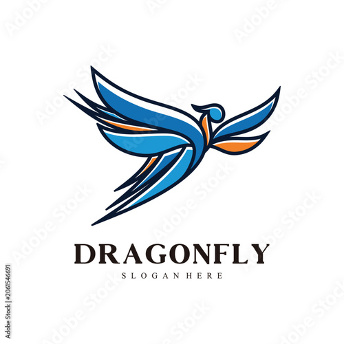 Minimalist Dragonfly Symbol with Creative Wing Design Premium Vector