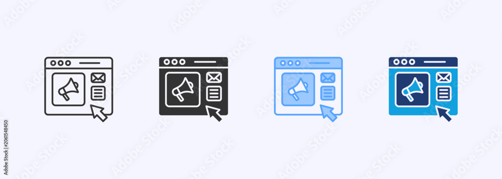 Fototapeta premium Digital Ads Icon Set Multiple Style Collection Vector Illustration