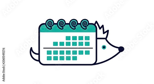 Hedgehog silhouette with calendar grid body design.