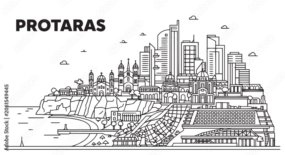 Fototapeta premium Protaras Skyline Illustration Design