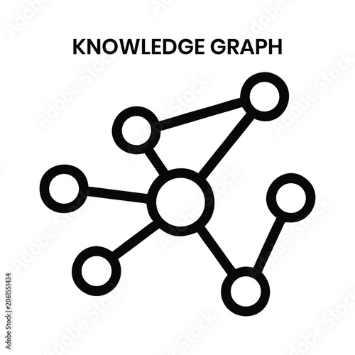 Knowledge graph icon with nodes and connections, network diagram