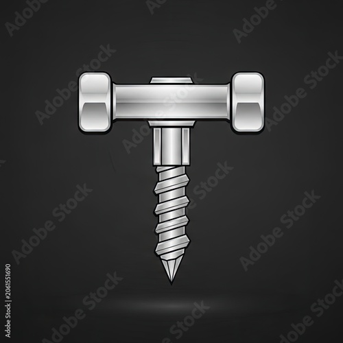 Industrial chrome metallic T-handle screw hardware tool.