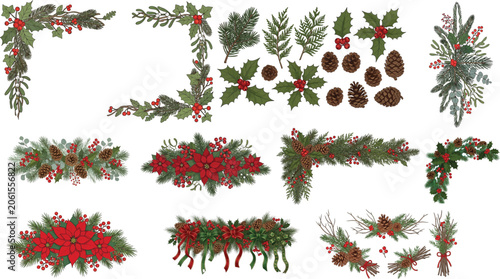 Christmas Floral Border and Corner Collection.
