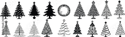 Christmas Tree and Wreath Silhouette Collection.