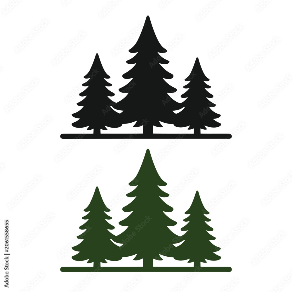 Obraz premium Minimalist vector illustration of stylized trees in a clean, modern design with gradient colors