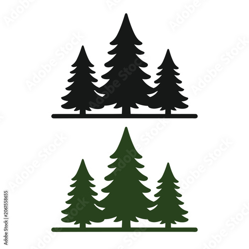 Minimalist vector illustration of stylized trees in a clean, modern design with gradient colors