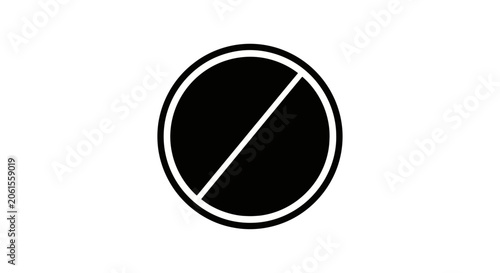 Minimalist black and white no entry or prohibited symbol icon with diagonal line on white background