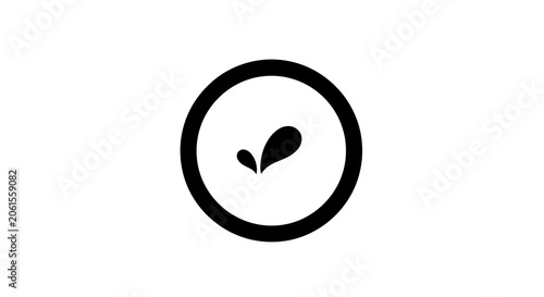 Minimalist black and white circular logo icon with a single leaf, clean vector design for branding