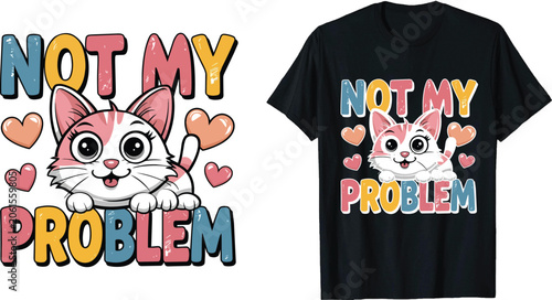 Cute Cat T-shirt Design with Funny 
