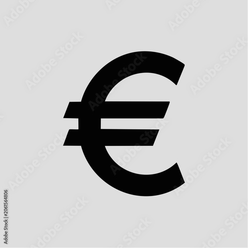 Black euro currency symbol on gray background