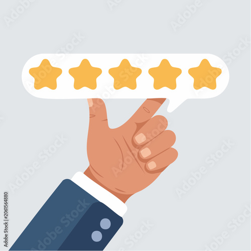 Hand with four star rating feedback