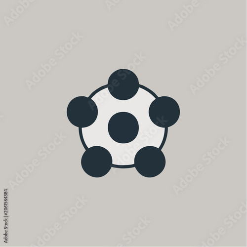 Simple black molecular structure icon on gray background
