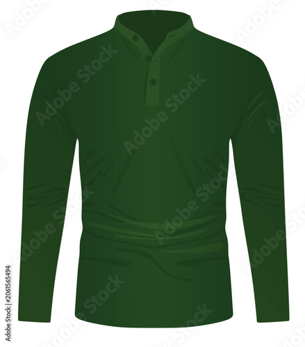 Green long sleeve t shirt. vector illustration