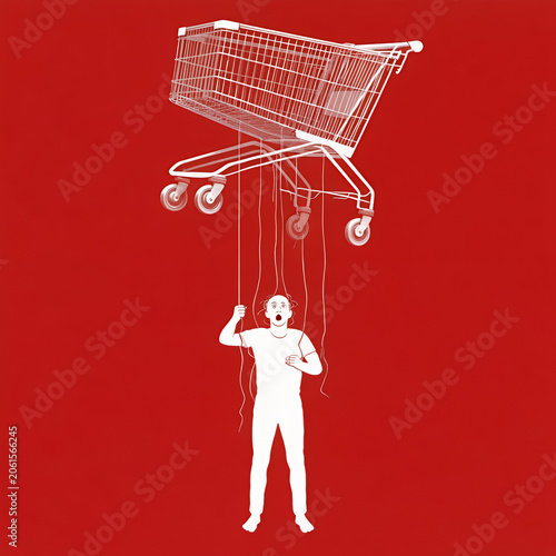 shopping cart with a man