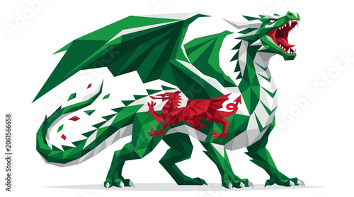 Photos Geometric welsh dragon art in polygon style