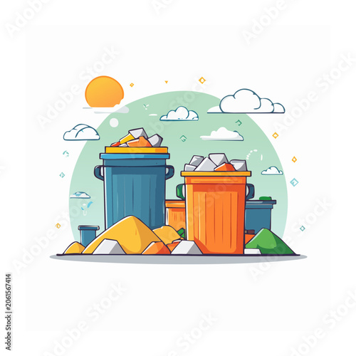 Flat design suitcase stack in summer colors