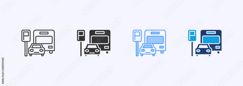 Fototapeta premium Parking Icon Set Multiple Style Collection Vector Illustration