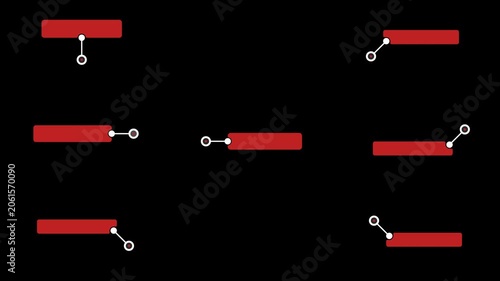 Animated Red and White Callout Labels Pack with Pointer Lines Popping on Black Background – Corporate Lower Third Title Callout Motion Graphic Overlay with Alpha Channel Transparent Background