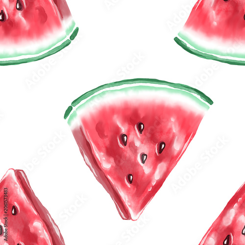 Watercolor watermelon seamless pattern