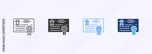 Fotografía Birth Certificate Icon Set Multiple Style Collection Vector Illustration