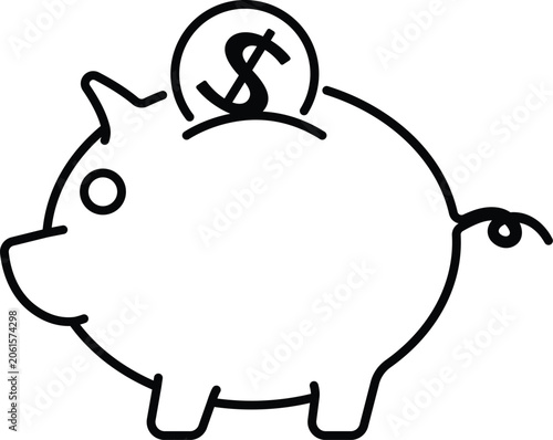 Piggy bank icon, symbolizing saving, financial growth, and investment