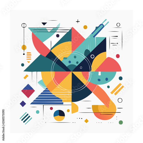 Colorful geometric compass and protractor set