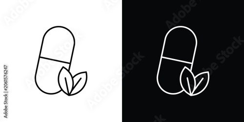 Tableau sur toile Herbal capsule icon design concept vector. EPS10
