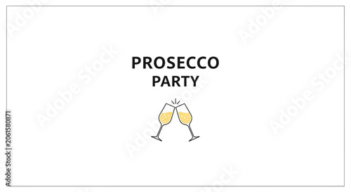 Prosecco Party Invitation Design with Minimalist Champagne Toast Icon