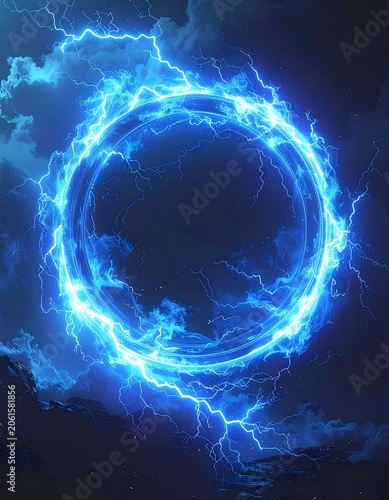 Electric portal in dark sky