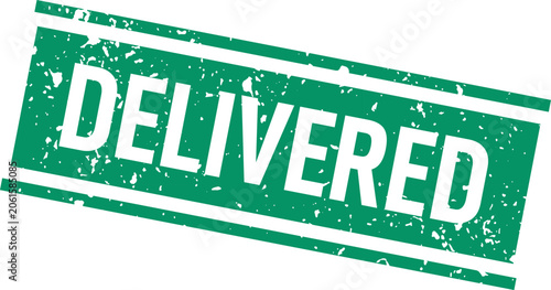 Billede på lærred Delivered stamp grunge texture green ink isolated on white background