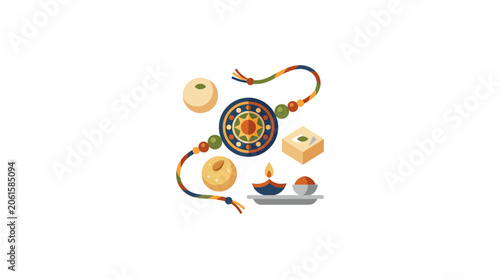 Konstfotografi Raksha Bandhan Celebration Icon with Traditional Rakhi and Indian Sweets