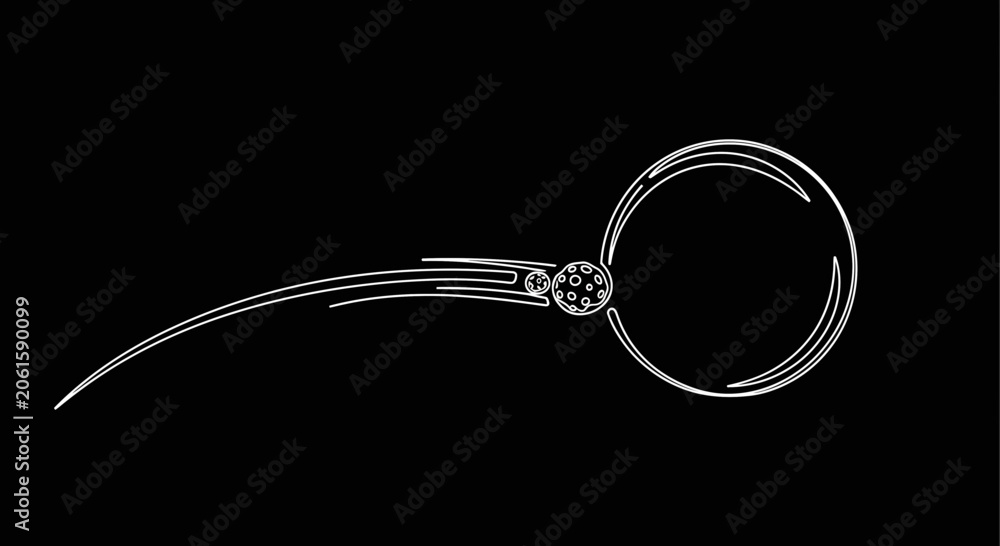 Naklejka premium Stylized Quidditch Snitch Outline on Black Background
