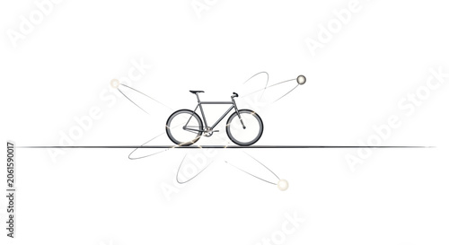 Minimalist Bicycle Illustration with Motion Trails on White Background