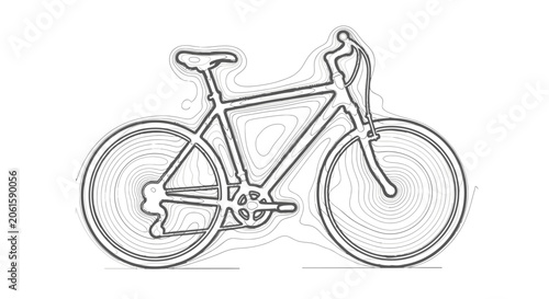 Stylized Contour Line Bicycle Illustration on White Background