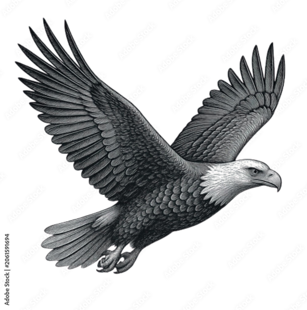 Fototapeta premium Animal American Bald Eagle, Flying Eagle, Wildlife Illustration, Vector Graphic Vector