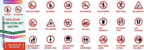 Foto Prohibition signs big vector set collection, no symbol icons for warning, restri