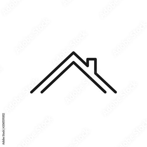 Double line house roof construction logo
