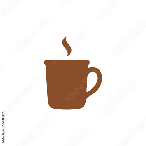 Brown steaming coffee mug icon.
