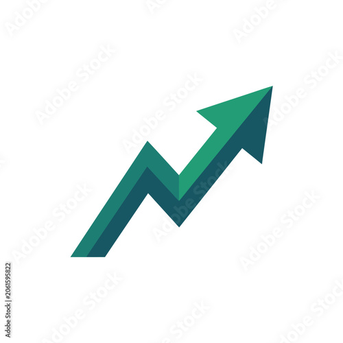 3D green upward trending arrow showing growth.