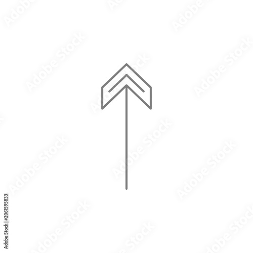 Minimalist thin line upward pointing chevron arrow icon.