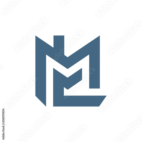 Abstract geometric ML letter logo in blue
