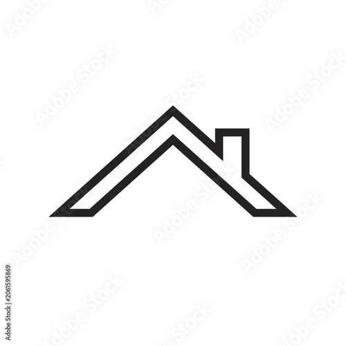 Minimalist black house roof line icon