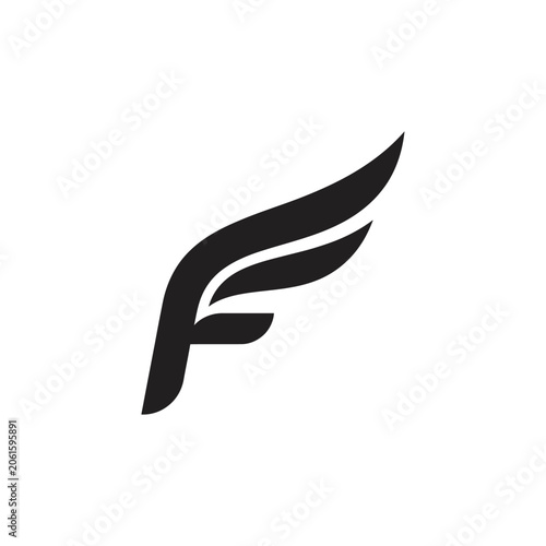 Stylized winged letter F monogram design.