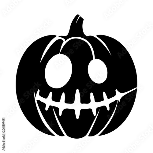 Scary Halloween pumpkin face silhouette, vector illustration