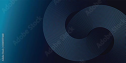 blue geometric abstract background overlapping layers on bright space with line effect decoration. Circle style concept modern graphic design element for banner, flyer, card. vector