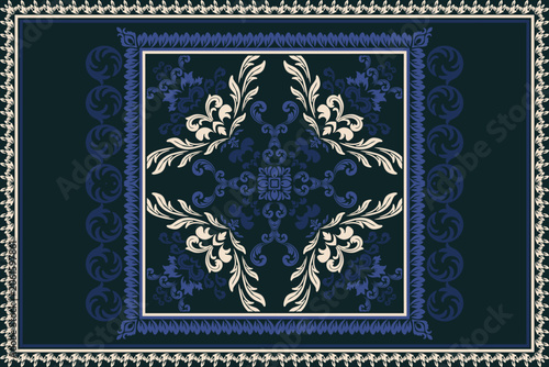 Vintage Damask patterned carpet design