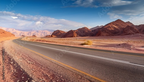 road in a desert among mountains the road to timna park near eilat israel