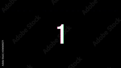 5 Second Number Countdown Animation with RGB Glitch Distortion 4K