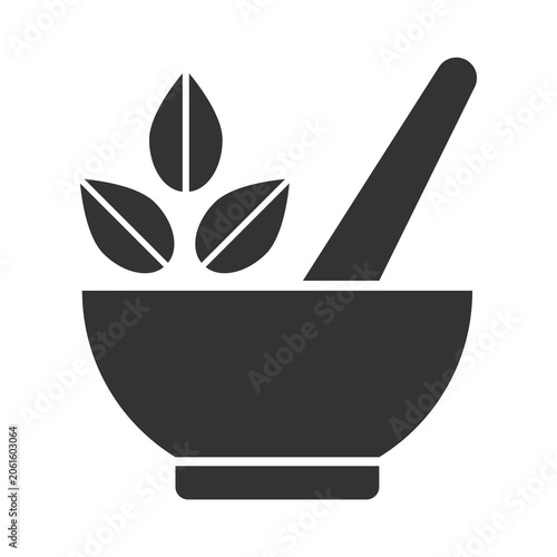 black silhouette herbal medicine icon